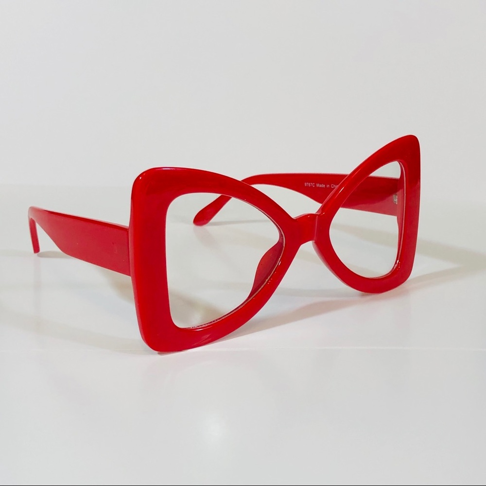 Red Bow Tie Clear Lens Glasses - Picture 2 of 4